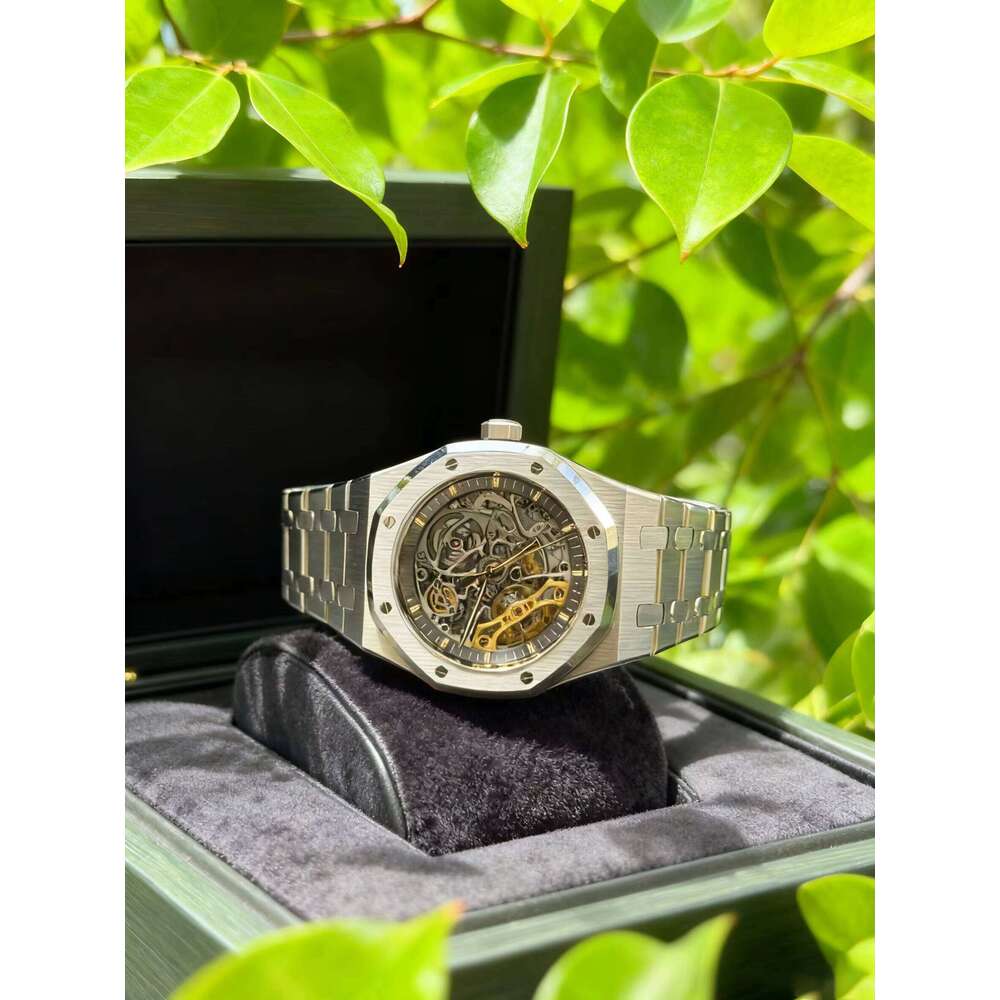 Prix de gros de luxe automatique 15407ST mouvement de haute qualité étanche mécanique Royal Skeleton 904 montre en acier pour hommes livraison gr