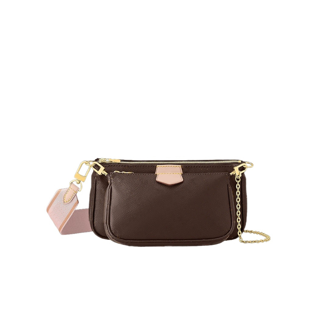 Multi Pochette Accessoires Bag Luxury Designer Bags Brown Flower Chain Shoulder Crossbody Purse Women Leather Totes Mini Handbags Sac Luxe Sleek Des