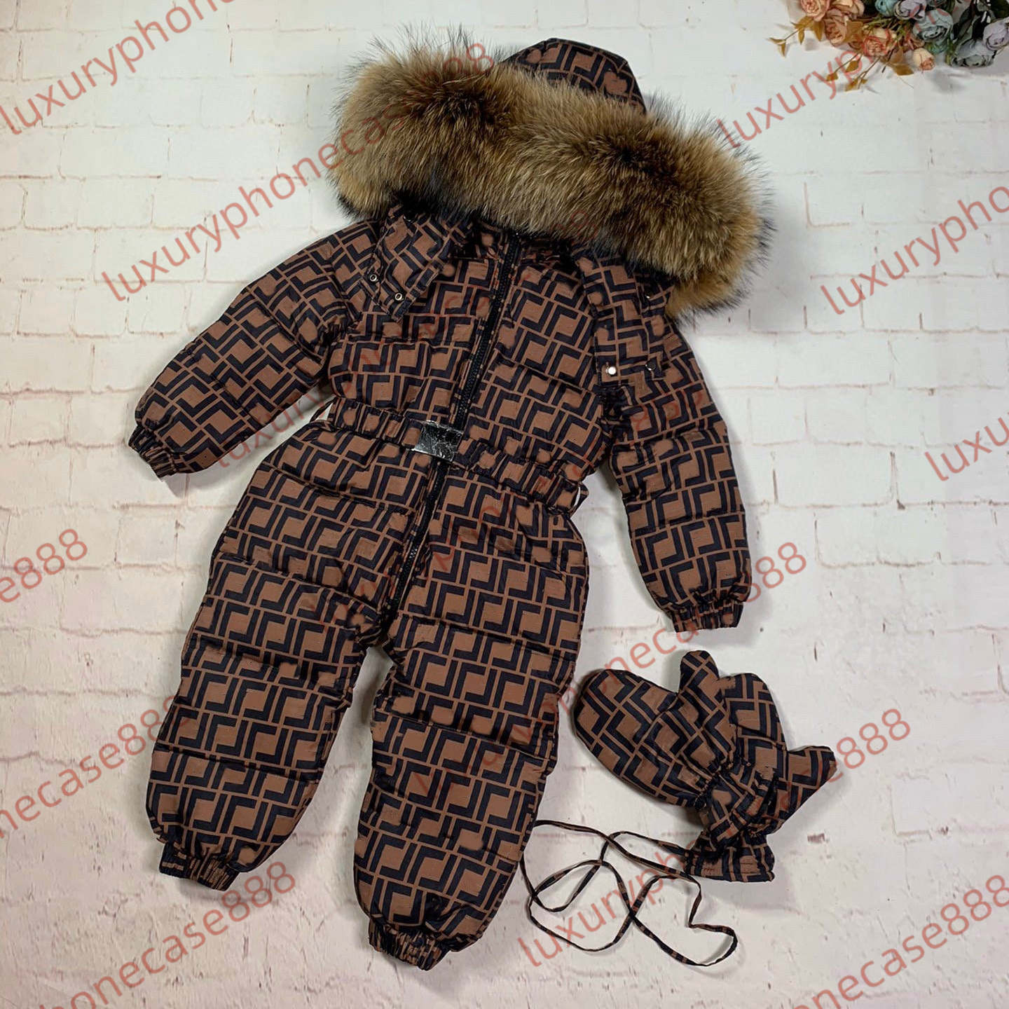 kids designer clothes Winter hooded Fashion F/C letter printing kids puffer jacket Goosejackets thick ski suit bodysuit high quality kids tracksu-image-1085754426