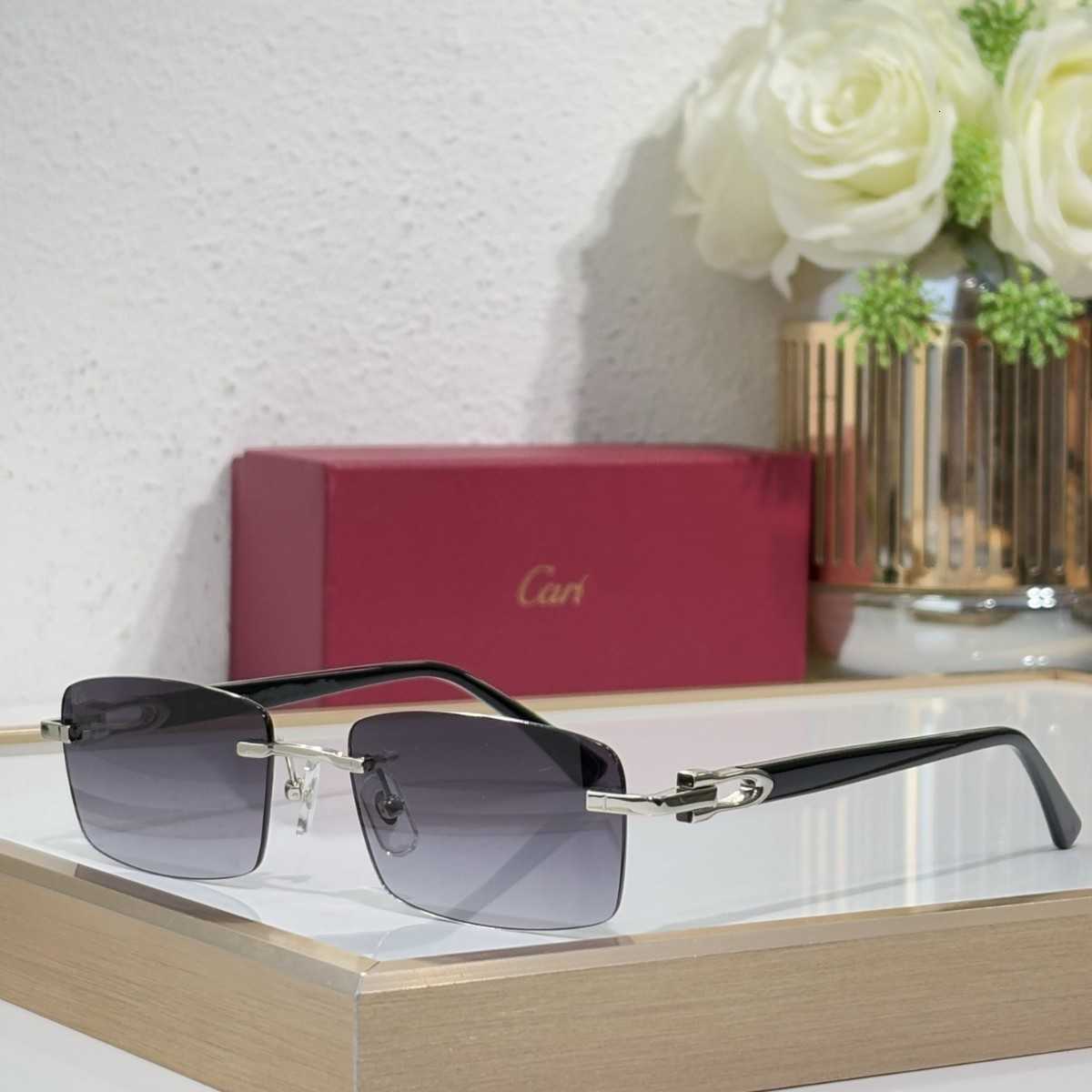 Lunettes de soleil classiques de luxe de qualité supérieure Petites lunettes de soleil sans cadre pour femmes Style à la mode et hommes uniques C