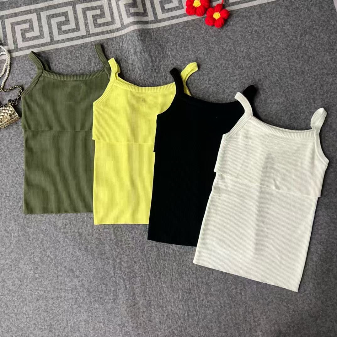 Luxury Designer Tank Top: Embrace Comfort with Striped Texture and Elegant Embroidery for Effortless Style