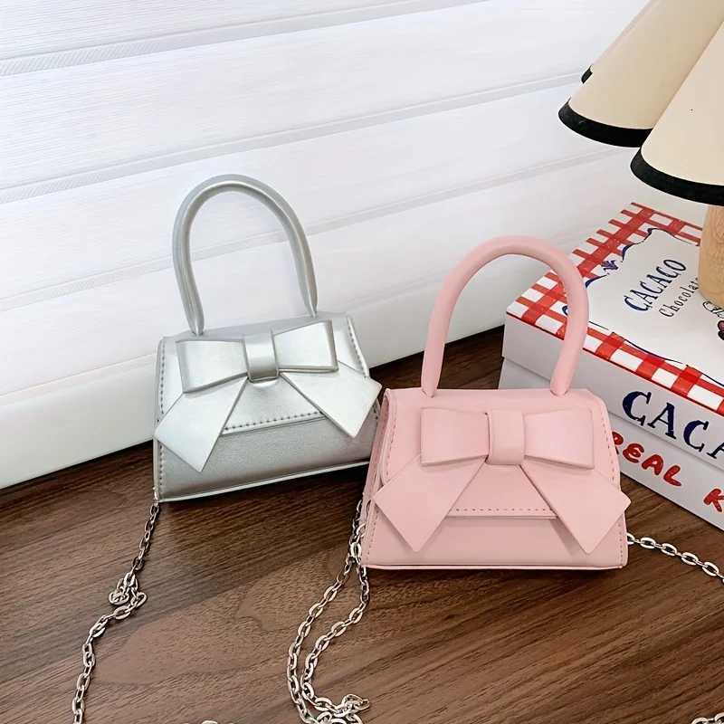 Girls Cute Bow Mini Shoulder Bags Adjustable Shoulder Strap Fashionable Solid Color and Stylish Leather Womens HandbagXJ251122