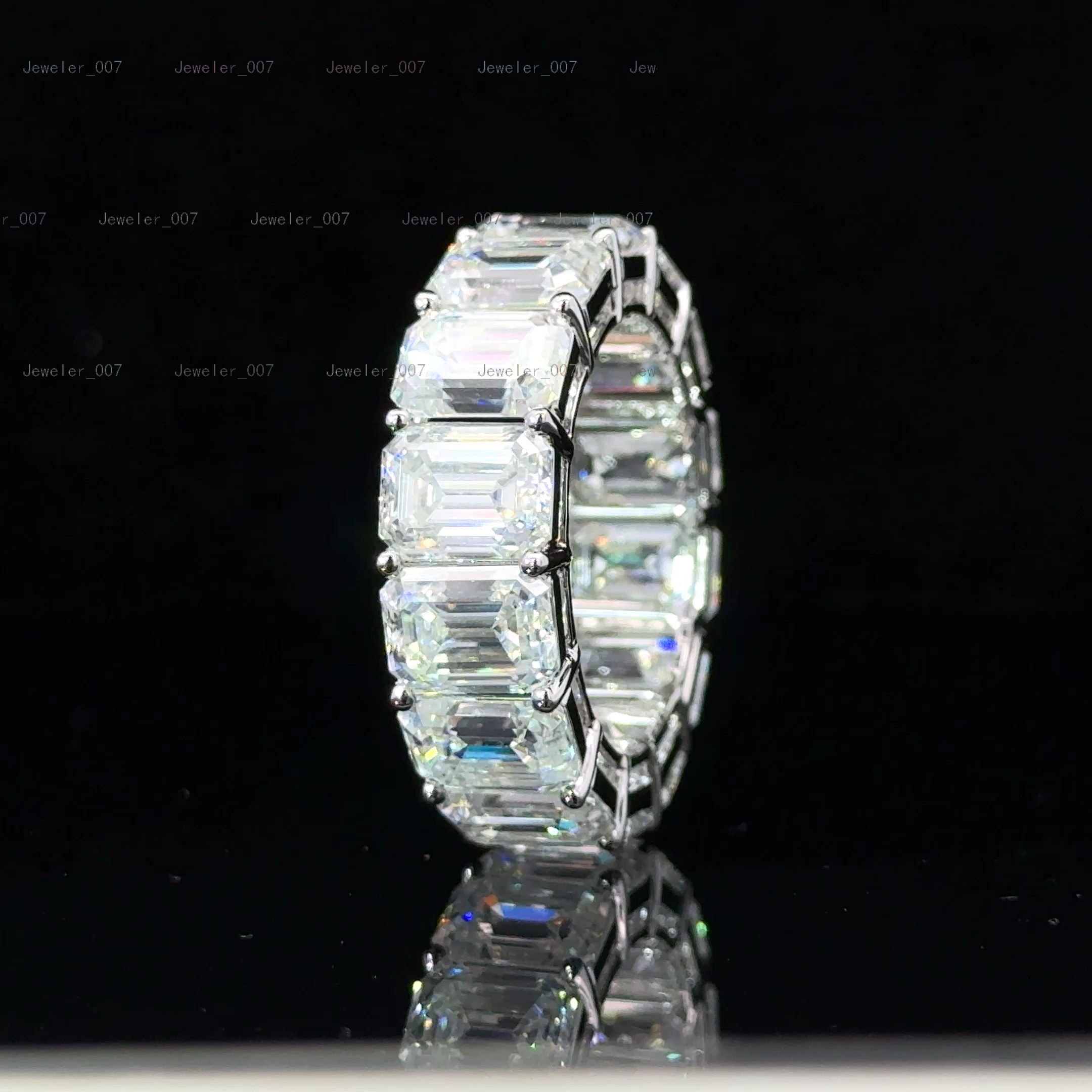 Iced Out S925 Silver Tennis Ring with Princess Emerald Round Cut VVS D Color Moissanite Mens and Womens Hip Hop Style Z250826