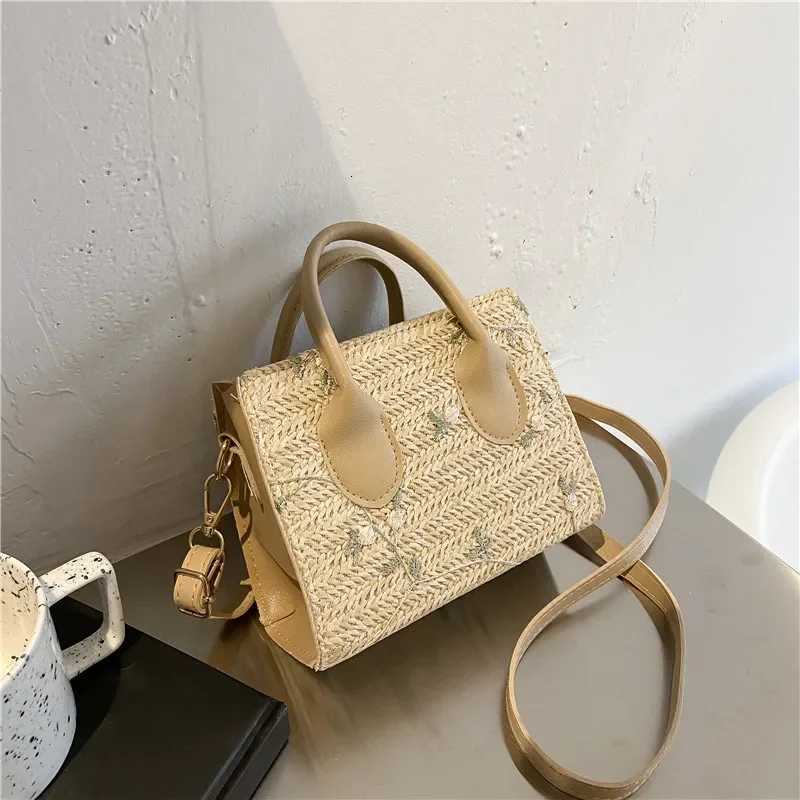 Sac à bandoulière polyvalent de Style vacances, petits sacs à bandoulière tissés à la mode avec fleurs fraîches, adaptés aux déplacements domicil