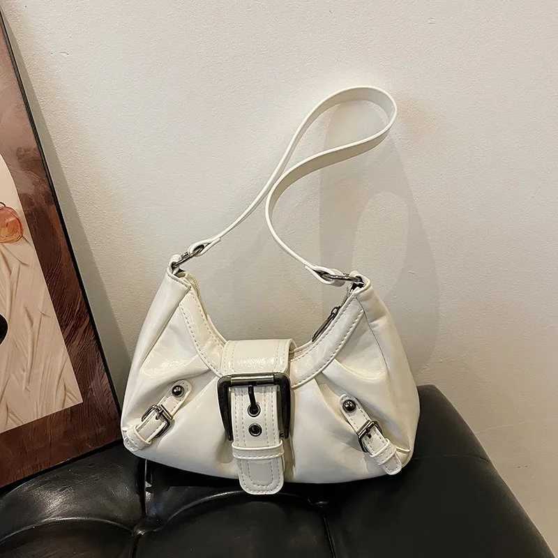 Y2k Fashion Solid Color Versatile Womens Bag 2025 New Maillard Style Underarm Bag Retro Style Vintage Leather Shoulder BagsXJ251122