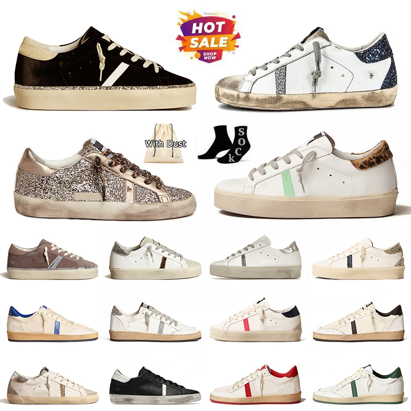 Fashion Womens Loafers Casual Designer Star Shoes Men Italy Brand Dirty Goldenstar Sneakers gold silver glitter ball gosse stars trainers chaussu