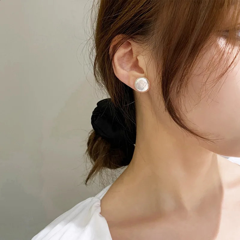 12-13mm pearl stud earrings original natural freshwater pearl 925 pure silver Korean earrings suitable for womens jewelry gifts 250420