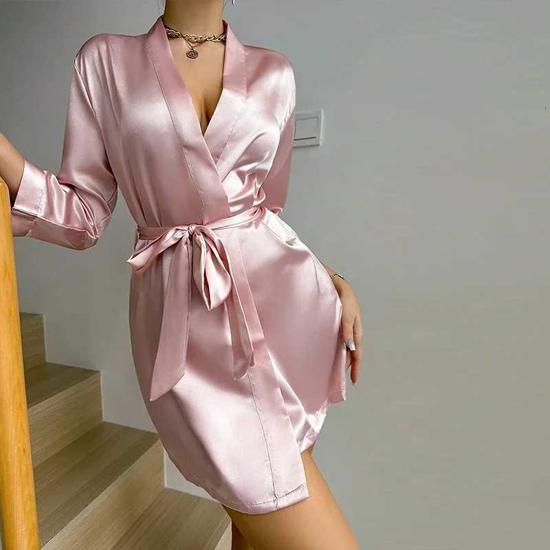 Kimono Robe Bathrobe Robes Luxurious Soft Satin Bridesmaid Robe for Women Comfortable Spa Robe With Belt Womens Sleepwear C2511244-image-1085952262