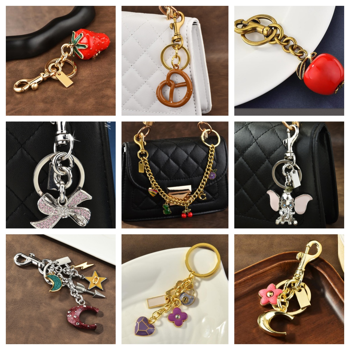 20style Fashion Sac charchette porte-clés pour femmes sac mignon charmes fruits Classic Pendant Chain Fashion Mode Anneaux de haute qualité Rafra