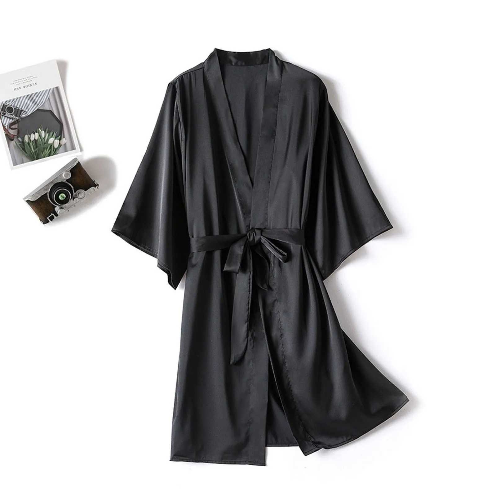 Kimono Bathrobe Gown Female Robe Set Satin Sleepwear Casual Nightgown Bridal Wedding Gift Sexy Nightwear Intimate Lingerie C251124-image-1085913113