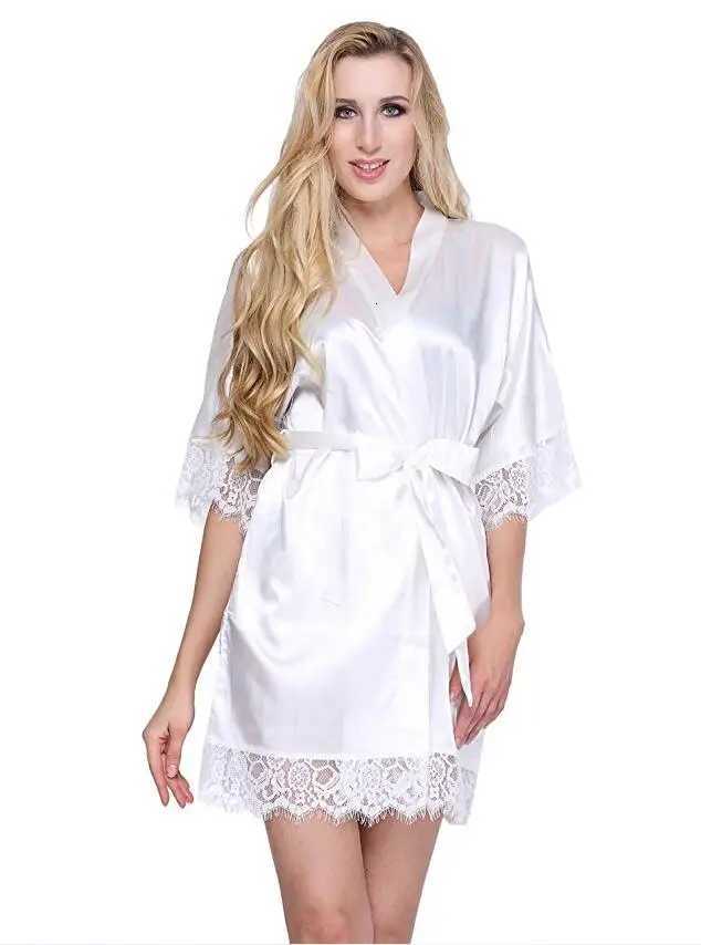 Sexy Wedding Dressing Gown Women Short Satin Bride Robe Lace Silk Kimono Bathrobe Summer Bridesmaid Nightwear Plus Size Peignoir C251124-image-1085913010