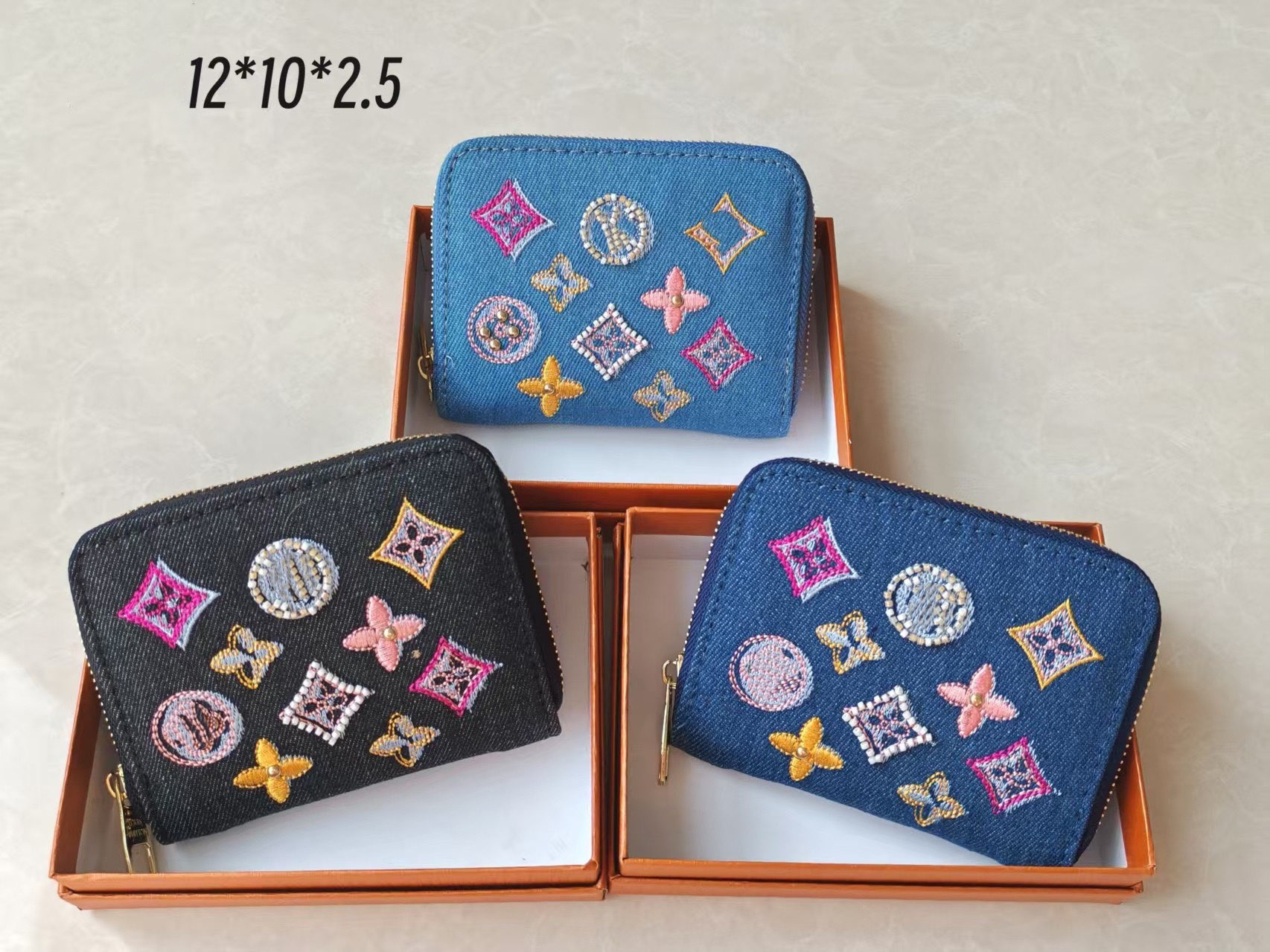 Portefeuille de diamant Femmes Denim Designer Portefeuilles Mode Femmes Hommes Portefeuille Portefeuille en cuir Single Zipper Dame Dames Long Cl