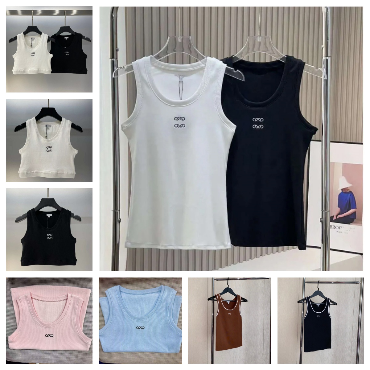 Women Knits Croptop Tank top Designer Embroidery Vest Sleeveless Breathable Knitted Pullover Womens Sport Crop Tops