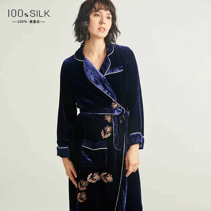 19 Momme Heavyweight Silk Long Robe for Women 100 Mulberry Silk Velvet Long Sleeve Bathrobe Thickened Warm Kimono for Winter PJ C251124-image-1085912798