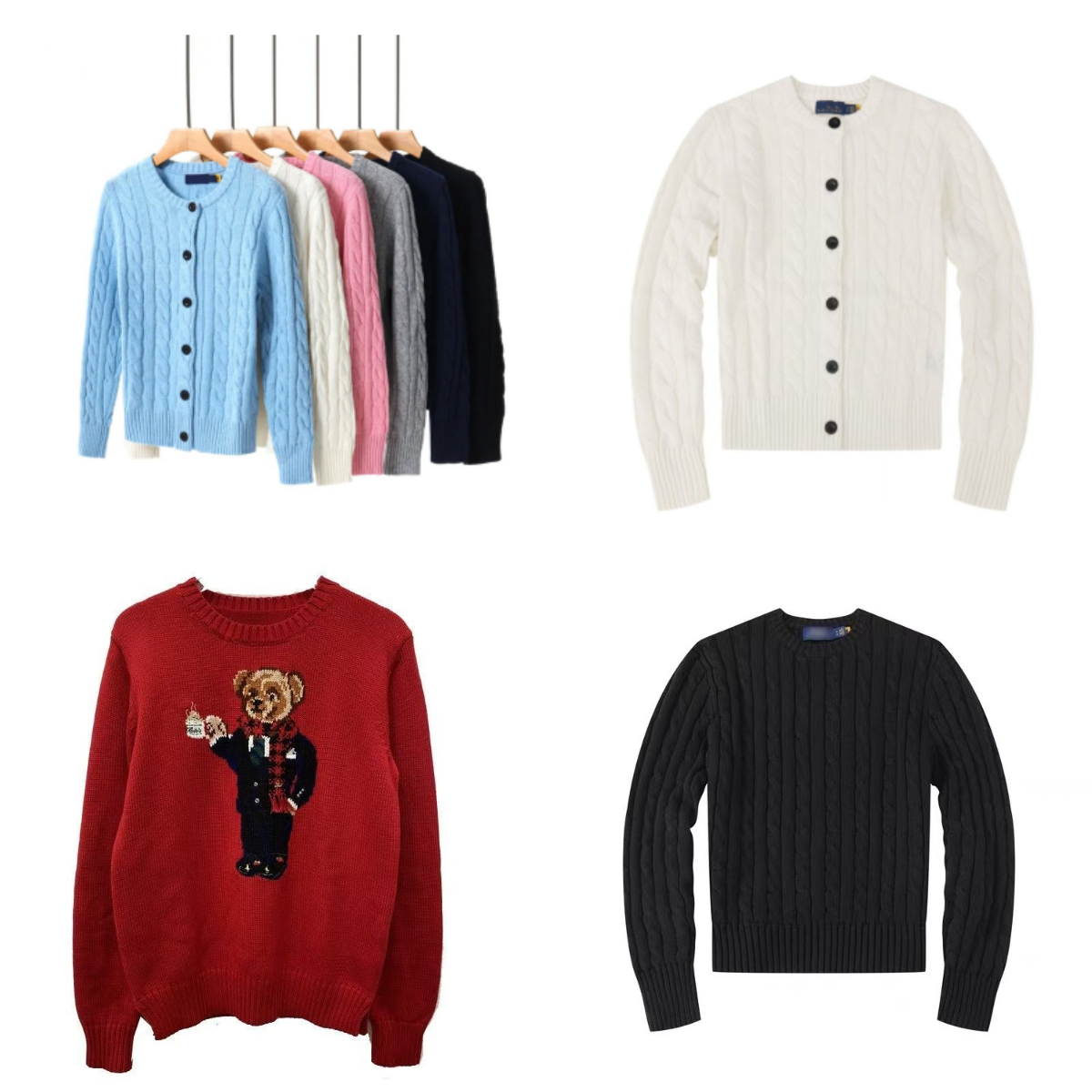 designer sweaters cardigan woman fashion teddy bear sweater cashmere women luxury casual pullover clothes knitwear classic embroidery logo retro swe