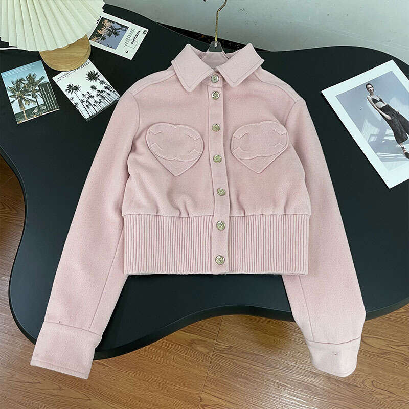 Designer New Casual Short Korean Fashion 2025 Autumn Winter Turn-Down Collar Letter Pocket Wool Coat Warm Women Trendy 7ed3