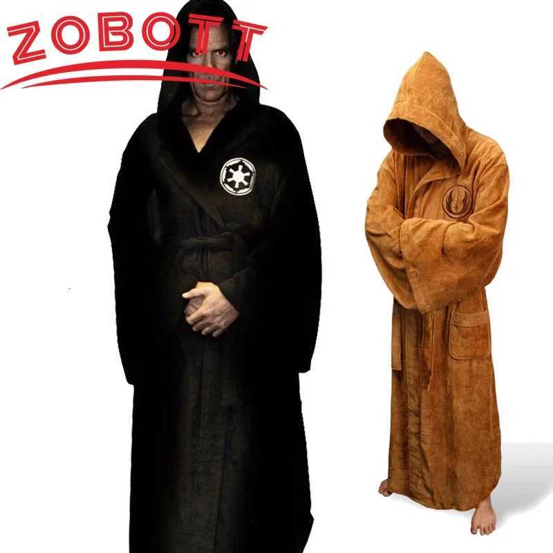 Jedi Empire Mens Bathrobe Winter Long Robe Mens Bath Robes Homewear Male Flannel Robe Male With Hooded Thick Star Dressing Gown C251124-image-1085913066