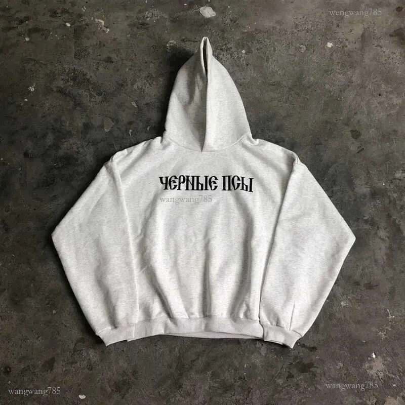 Vintage Ye Vultures album Merch black dog graphic pocket hoodie mens Y2K autumn casual oversized sportswear womens top W250331