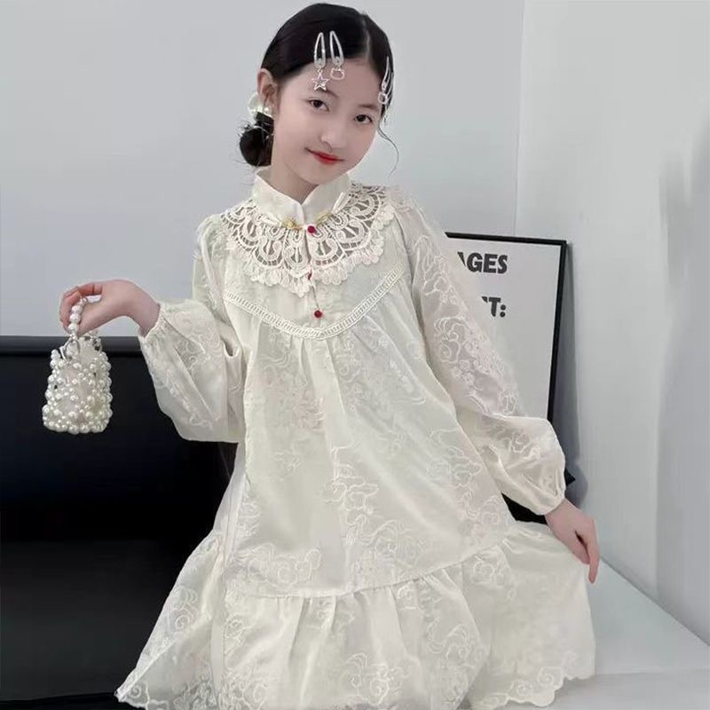D775 Girls Medium-Large Size Elegant Floral Print Princesse Garment-image-1085928152
