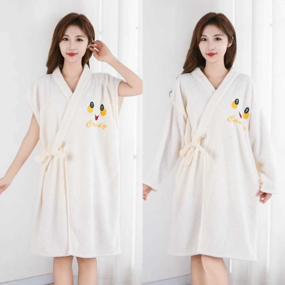 New Coral Velvet Bathrobe Skirt Soft Thickened Shower Robe Quick Dry Comfortable Bath Towel C251124-image-1085913273