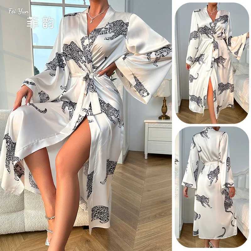 Womens Long Silk Satin Bathrobes and Nightgowns with Lace Details Elegant Sexy Loungewear for Europe and America Robe C251124-image-1085913218