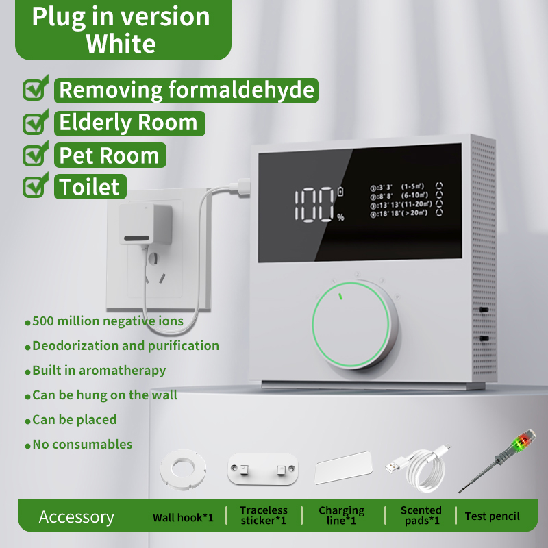 Intelligent air purifier with negative ions for formaldehyde removal, second-hand smoke odor, household bedroom, bathroom, dormitory wall mounted-image-1054972579