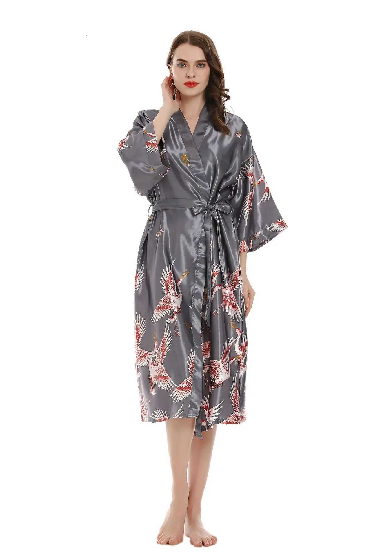 Sexy Women Long Robe With Pocket Wedding Bride Bridesmaid Dressing Gown Rayon Kimono Bathrobe Large Size S-XXXL Night Dress C2511244-image-1085952598