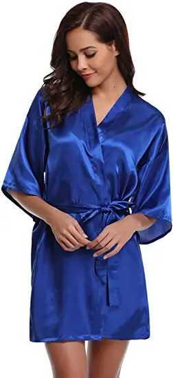 Satin Robe Female Intimate Lingerie Sleepwear Silky Bridal Wedding Gift Casual Kimono Bathrobe Gown Nightgown Sexy Nightwear C251124-image-1085912888