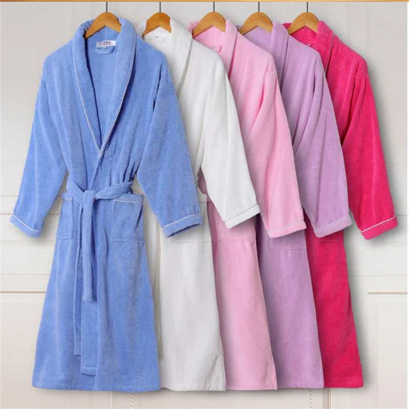 Men Women 100 Cotton Terry Bathrobe Lovers Solid Towel Sleepwear Thicken Bath Robe Kimono Femme Dressing Gown Bridesmaid Robes C251124-image-1085913230