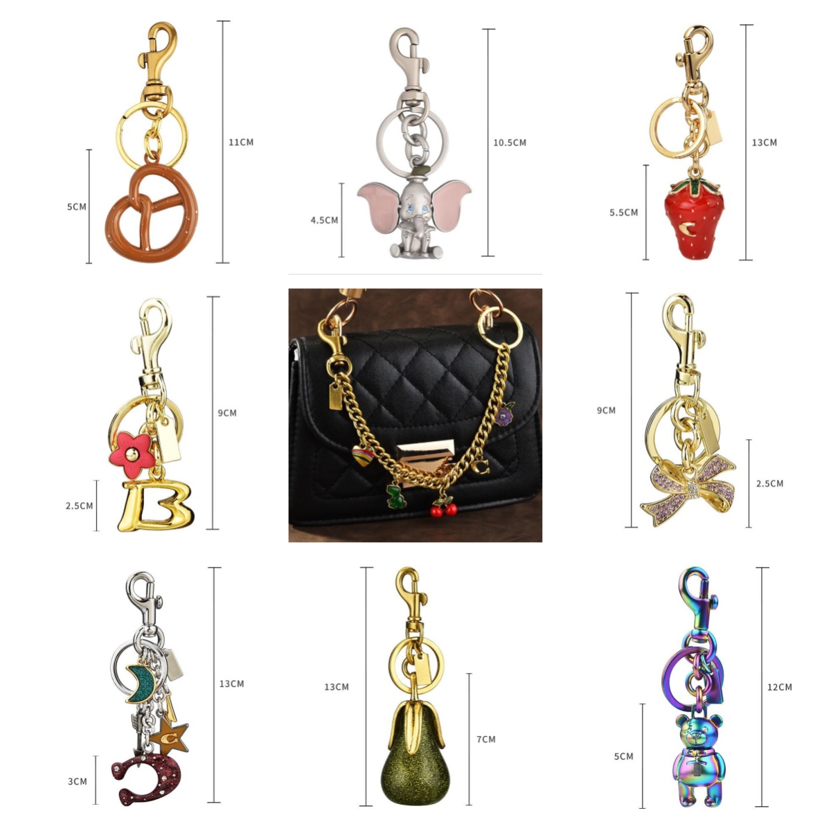 20style Newest Fashion Women Letter Designer Keychain Bag Charm Decoration Accessory Key Rings Cherry Resin Lanyards