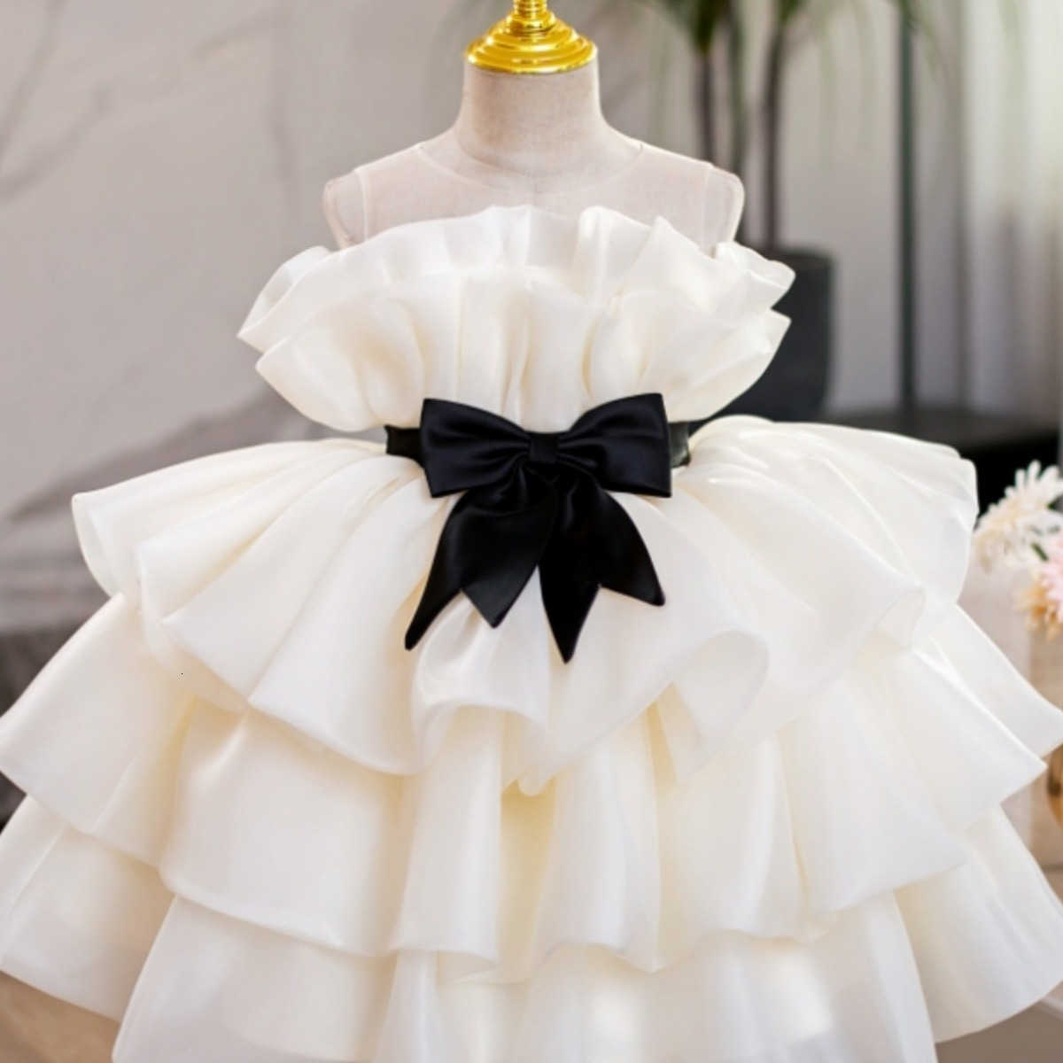 Flower girl dress, princess dress for a girl&#039;s first birthday, high-end girl, little host, piano performance dress, stylish W240823-image-1014178258