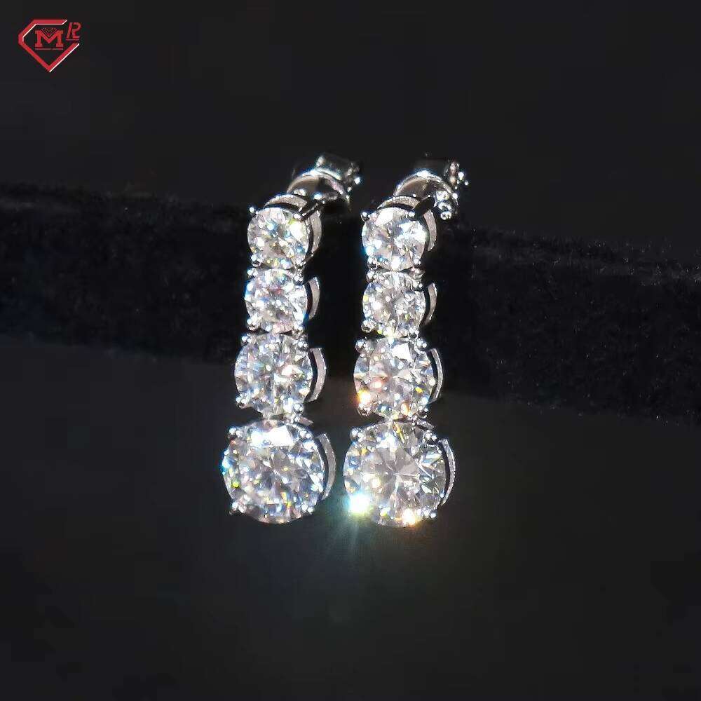 Best Selling Tassel Solid 925 Sterling Silver Hip Hop Moissanite Women's Earrings