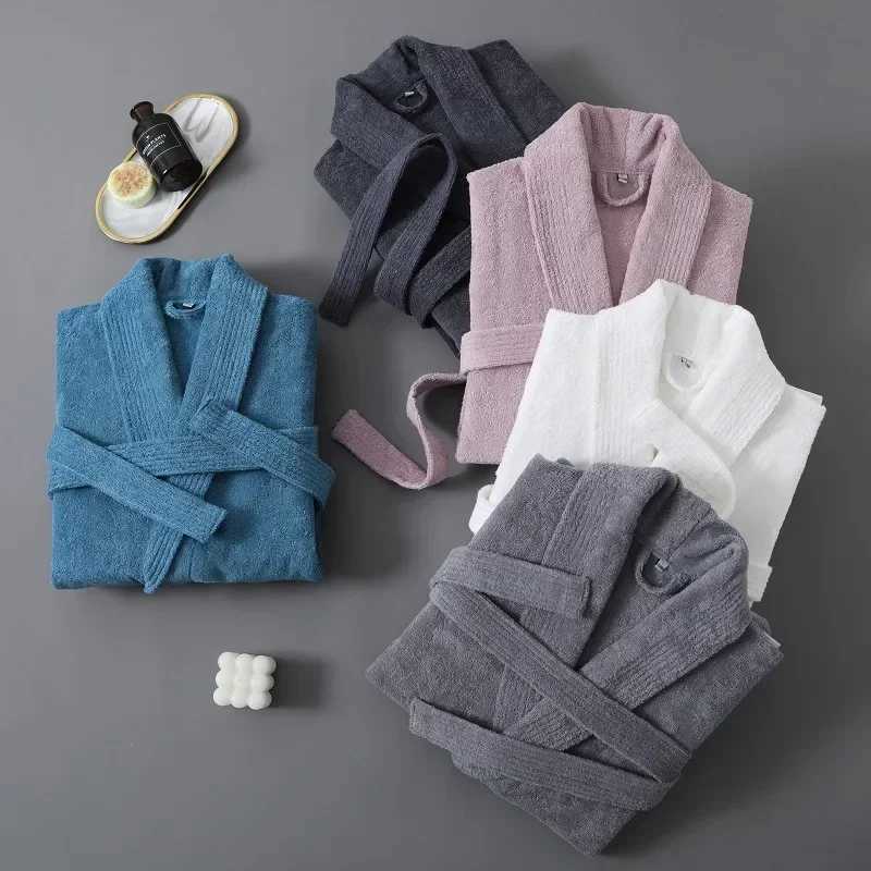 Unisex Kimono Dressing Gown-100 Cotton Terry Towel Bathrobe for Men/Women High Water Uptake Sleepwear Ideal for Hotel Swimming C251124-image-1085913788