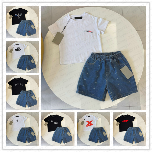 In Stock Luxury kids clothing set Summer Boys Girls High quality sportswear set letterprinted short sleeve Tshirt twopiece designer brand childre-image-1096828176