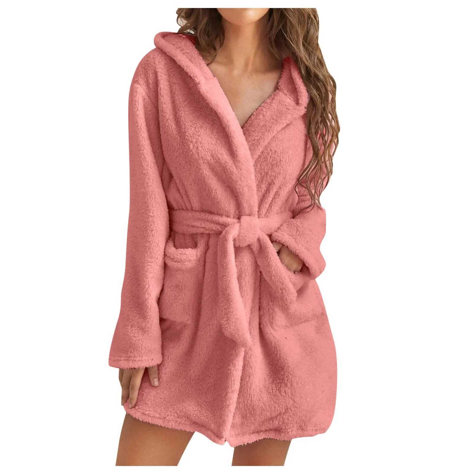 Comfortable To Wear Plush Pyjamas Ladies Sexy Hooded Fluffy Plush Pyjamas Bathrobe With Winter Women C251124-image-1085913622