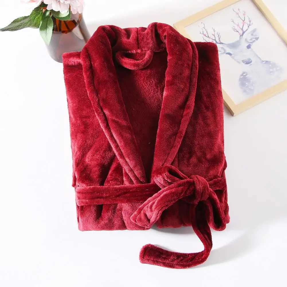 Adjustable Belt Bathrobe Cozy Unisex Winter Bathrobes with Water Absorbent Fabric Long Sleeves Pockets for Lounging Style Soft C251124-image-1085913685