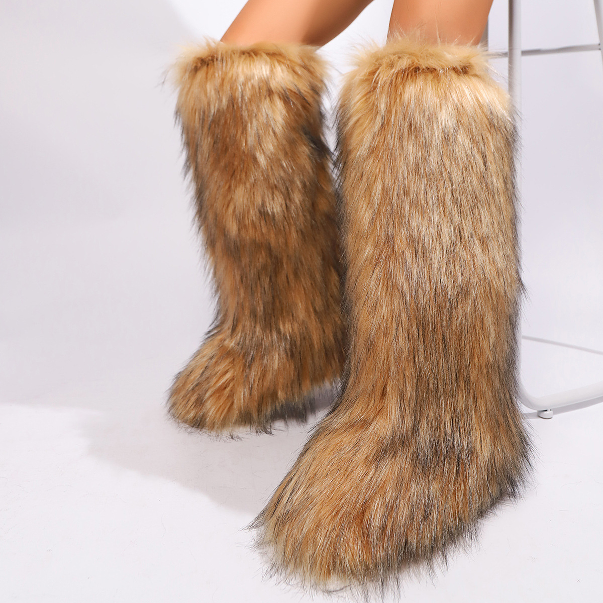 Bottes longues d'hiver pour femmes, chaussures de styliste, à la mode et confortables, tube long, cadeau de noël, bottes de neige à talons hauts