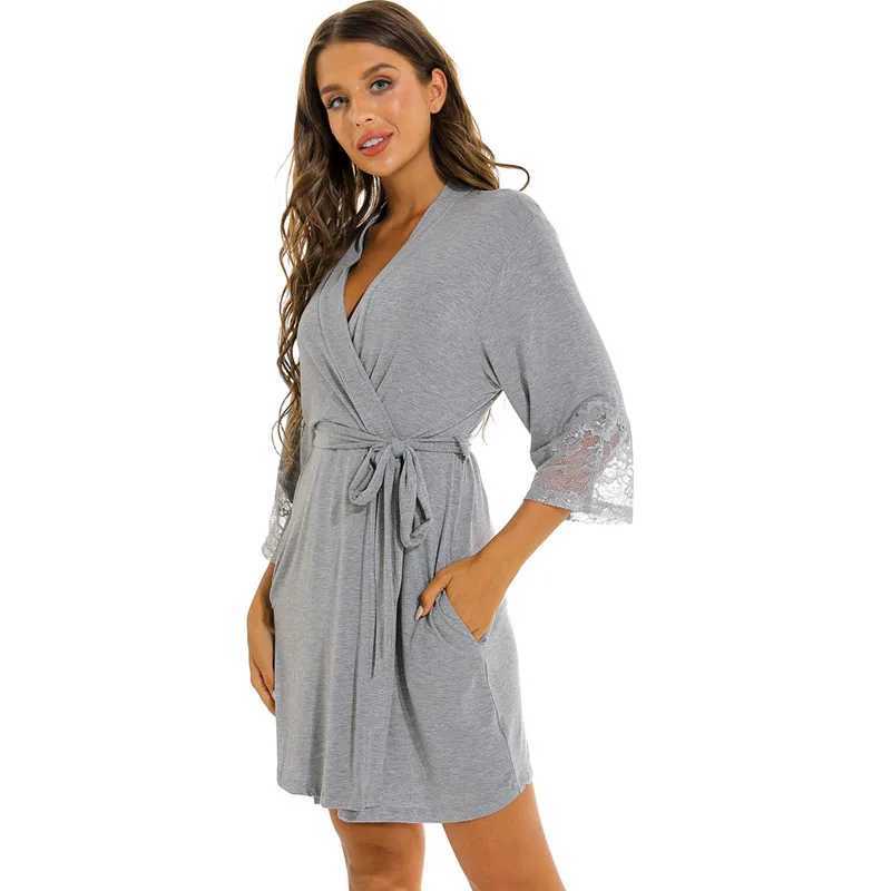 Large Size Solid Color Knit Cotton Robe For Women Bathrobe European Style Lace Loose Nightdress Sleeping Ladies Night Gown C251124-image-1085913157
