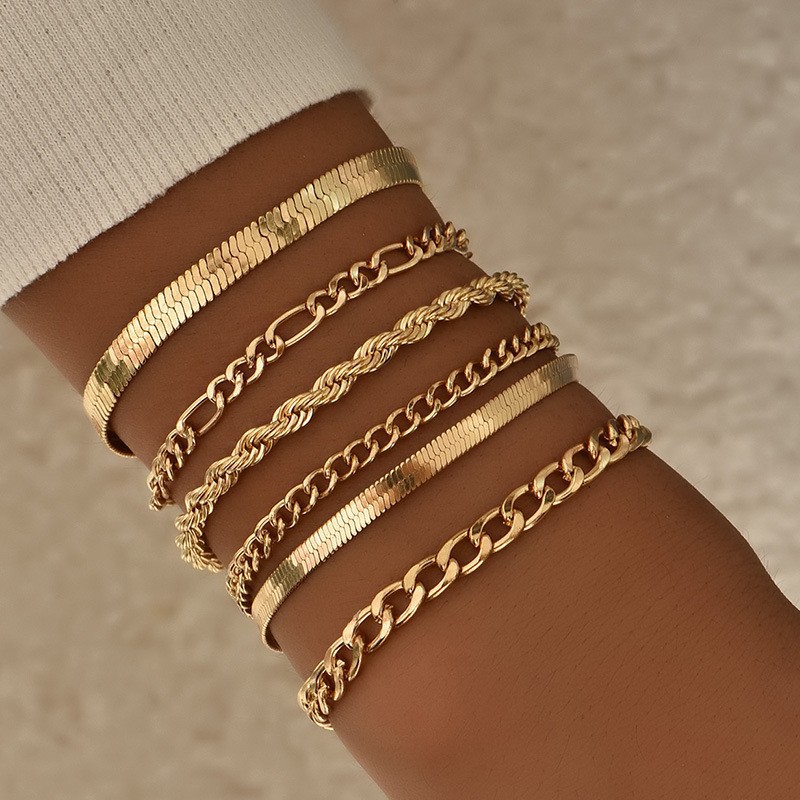 5 pièces Punk tendance multicouche Bracelets ensemble pour femmes élégant délicat torsion scintillant réglable bracelets bijoux Couples cadeaux d