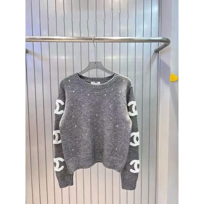 tops 25Women's chan designer Sweaters Autumn/Winter Round Neck Full Body Hot Diamond Fragrance Style Versatile Hooded Knitwear Women's Lon