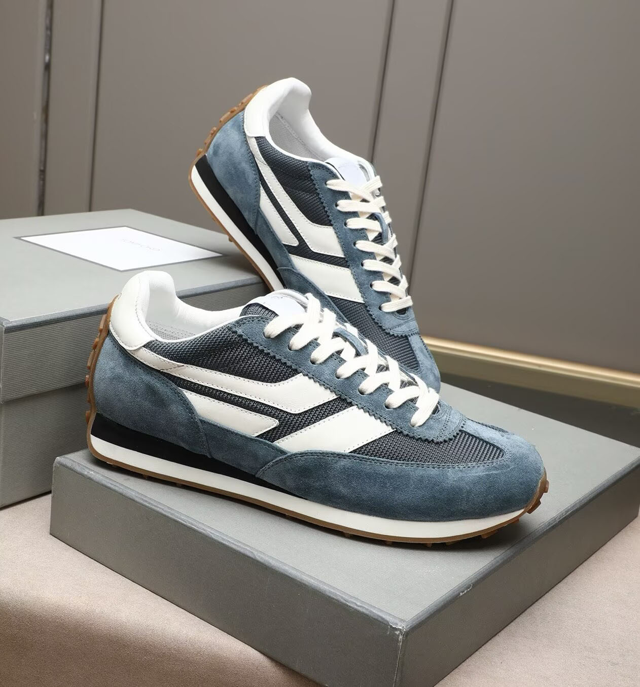 Top Brand Men Suede Mick Sneakers Shoes Low-top Suede & Mesh Leather James Trainers Comfort Runner Sports Excellent Party Dress Casual Walking EU