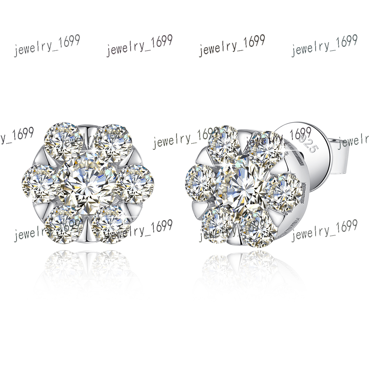 Fine Jewelry Valentines Day Holiday Gift 925 Sterling Silver Moissanite Diamond Halo Stud Earring For Women