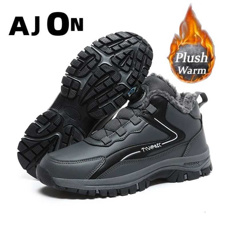 Brand winter mens new rain warm plush snow boots high quality leather waterproof sneakers outdoor hiking work shoes Z251125