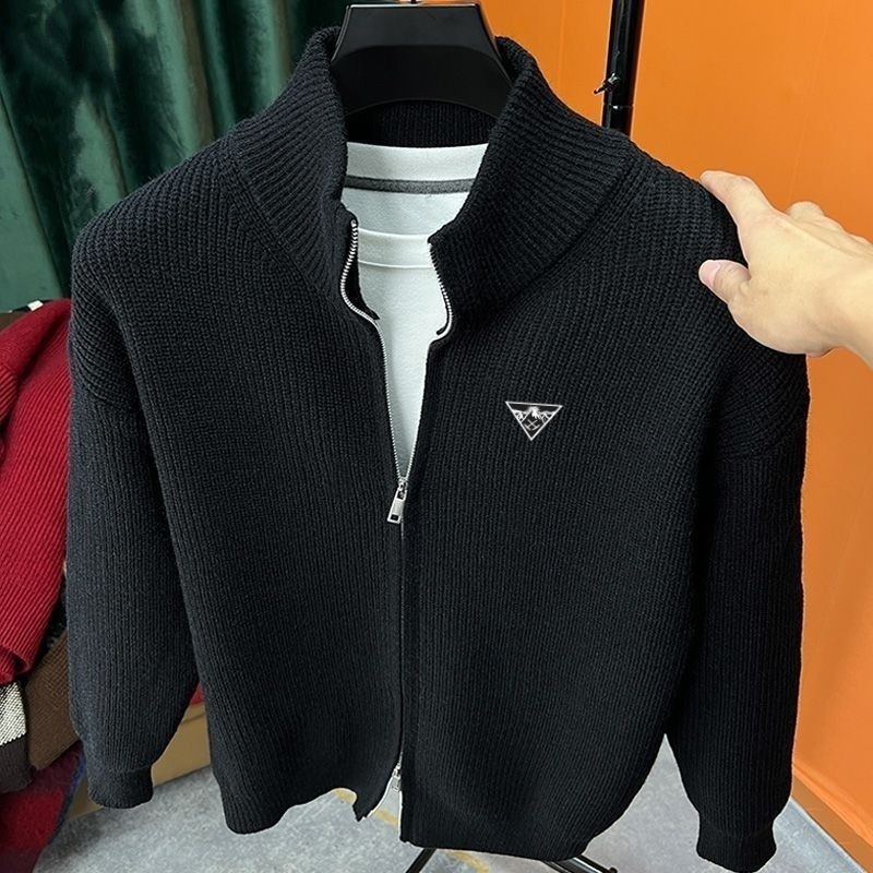 Designer sweater mens knit zipper cardigan o round neck collar womens fashion letter white black long sleeve clothing pullover 12