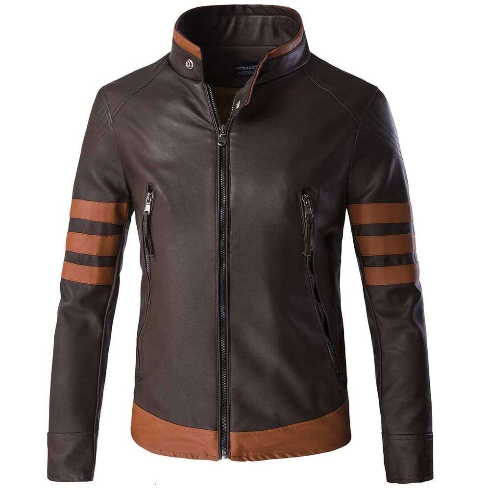 highend brand mens zipper wolverine slim fit short coat retro locomotive logan bomber pu leather jacket 5xlm