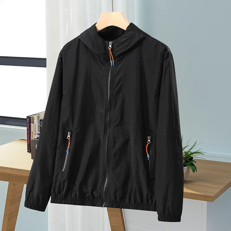 Windproof quick drying sturdy loose womens jacket simple and handsome zippered pockets spring/summer mens 7XL 250418BJ