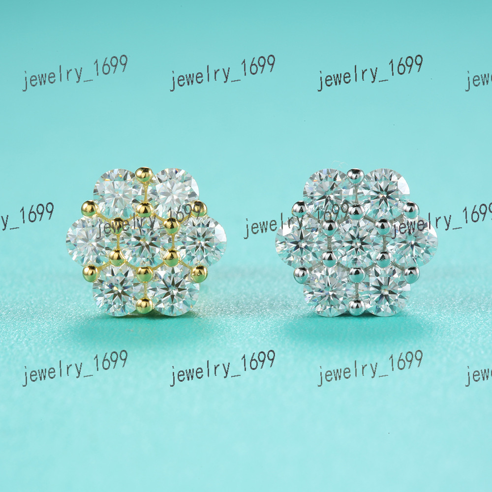 Fashion Moissanite Fine Jewelry Luxury 925 Sterling Silver VVS Moissanite Stud Earrings Men with