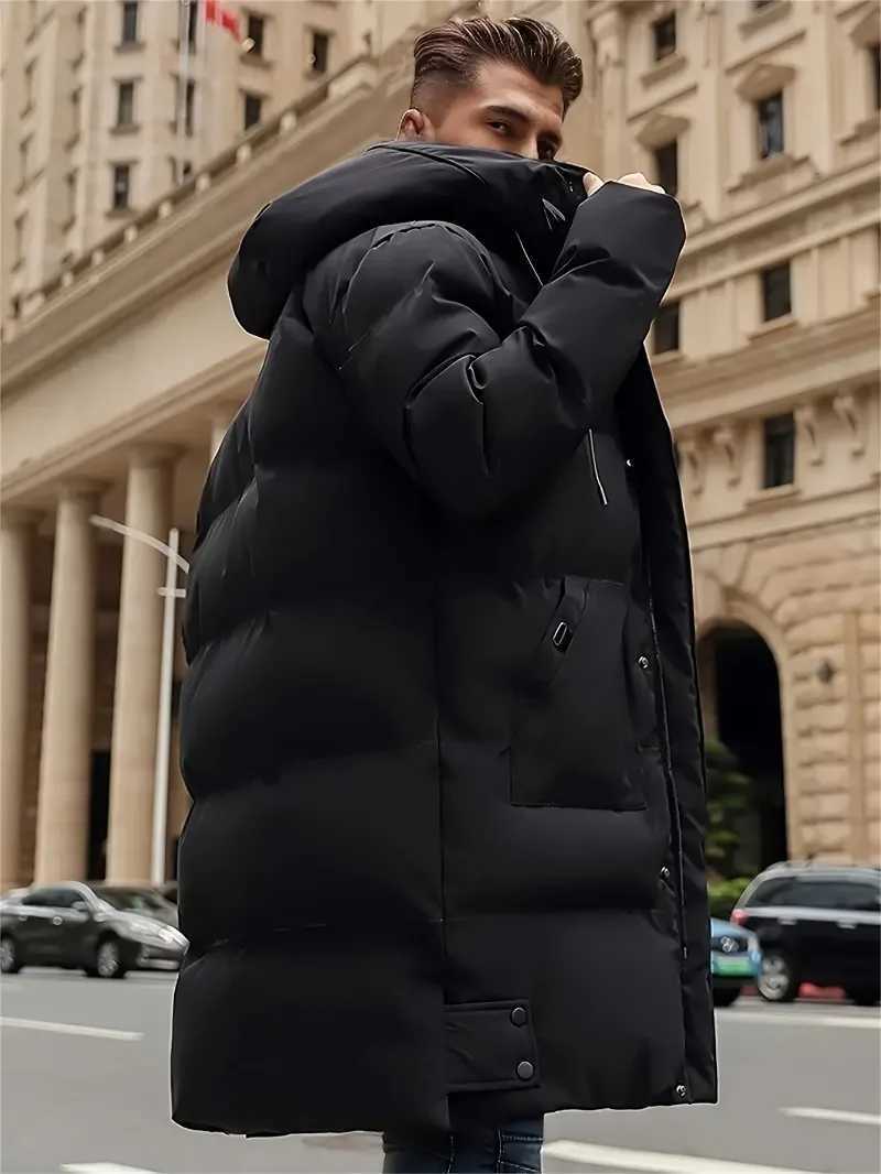 Mens Winter Jacket Hooded Full-Zip -Padded - Windproof Coat with Full-Length Zipper- Cold Weather Outdoor Clothing for Skiing M251205