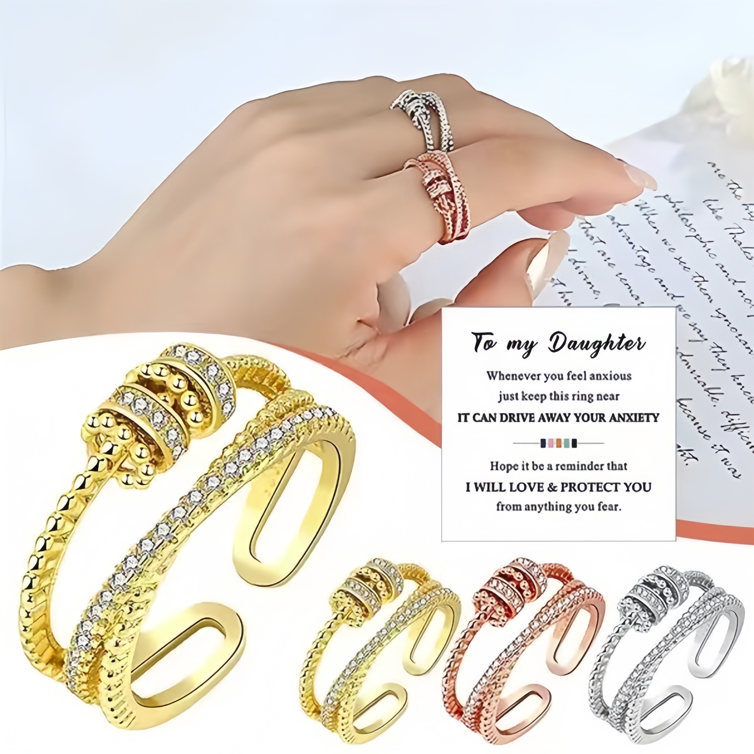 Fashion trend agile anxiety fortune-turning ring Ring women designer ring jewelrys gift luxurys Diamond Silver rings Designer couple jewelry Party B