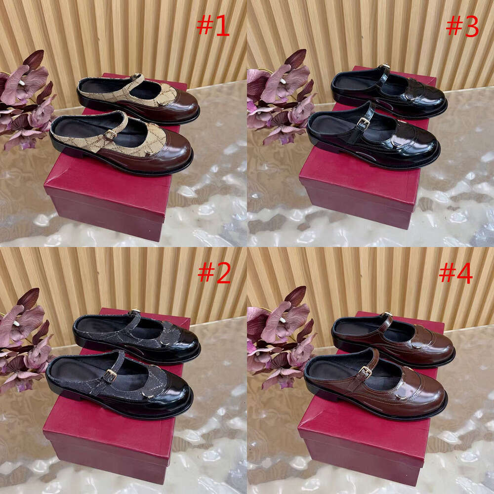 10 A Luxury mary jane mule clog sandal Half Slippers Designer shoe woman Patent Leather strap Fashion Flat Shoes Women's ballet flat sabot slid